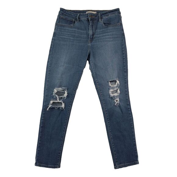Levi's 721 High Rise Skinny Jeans Women's Size 30 Distressed Medium Wash - Picture 1 of 9